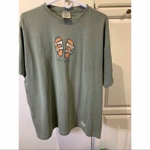Life is Good T-shirt with Birkenstocks on front.  Size Large
